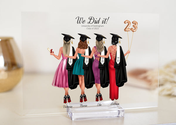 Looking for a unique and sentimental gift to celebrate your loved one graduation? Our custom plaque is the perfect choice! This beautiful piece features over 100 dresses and over 250 hair styles, making it a personalized and thoughtful present to