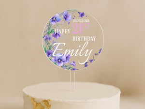 a birthday cake with a happy 21st birthday cake topper