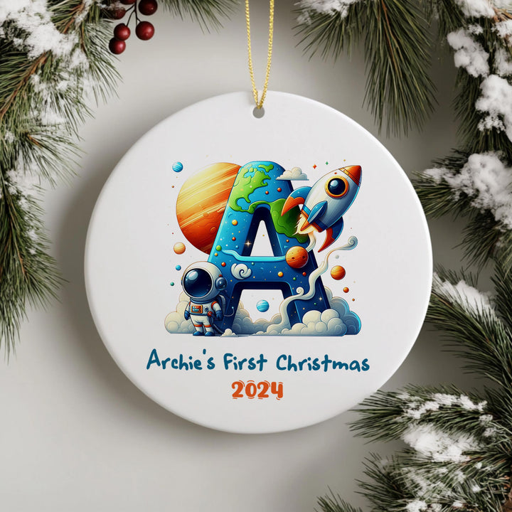 a personalized ornament for a first christmas ornament