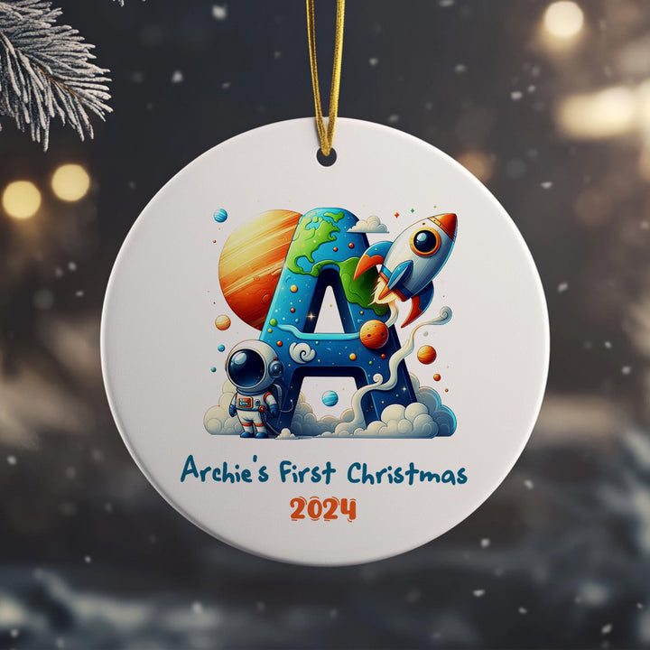 a personalized ornament for a first christmas ornament