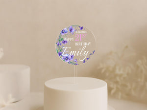 a birthday cake with a happy 21st birthday cake topper