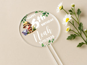 a personalized lollipop with a picture of a man and a dog on