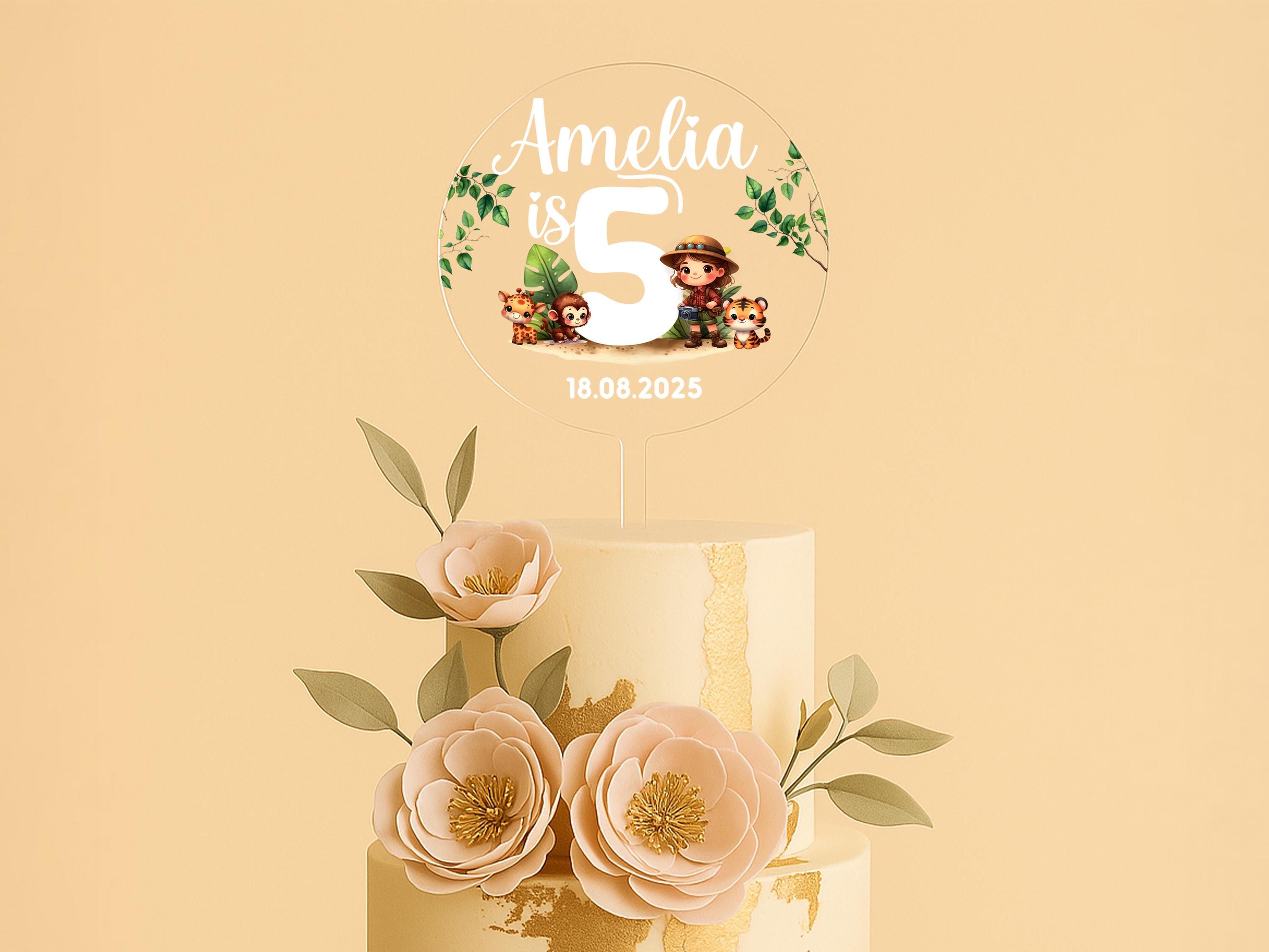 a wedding cake with flowers on top of it