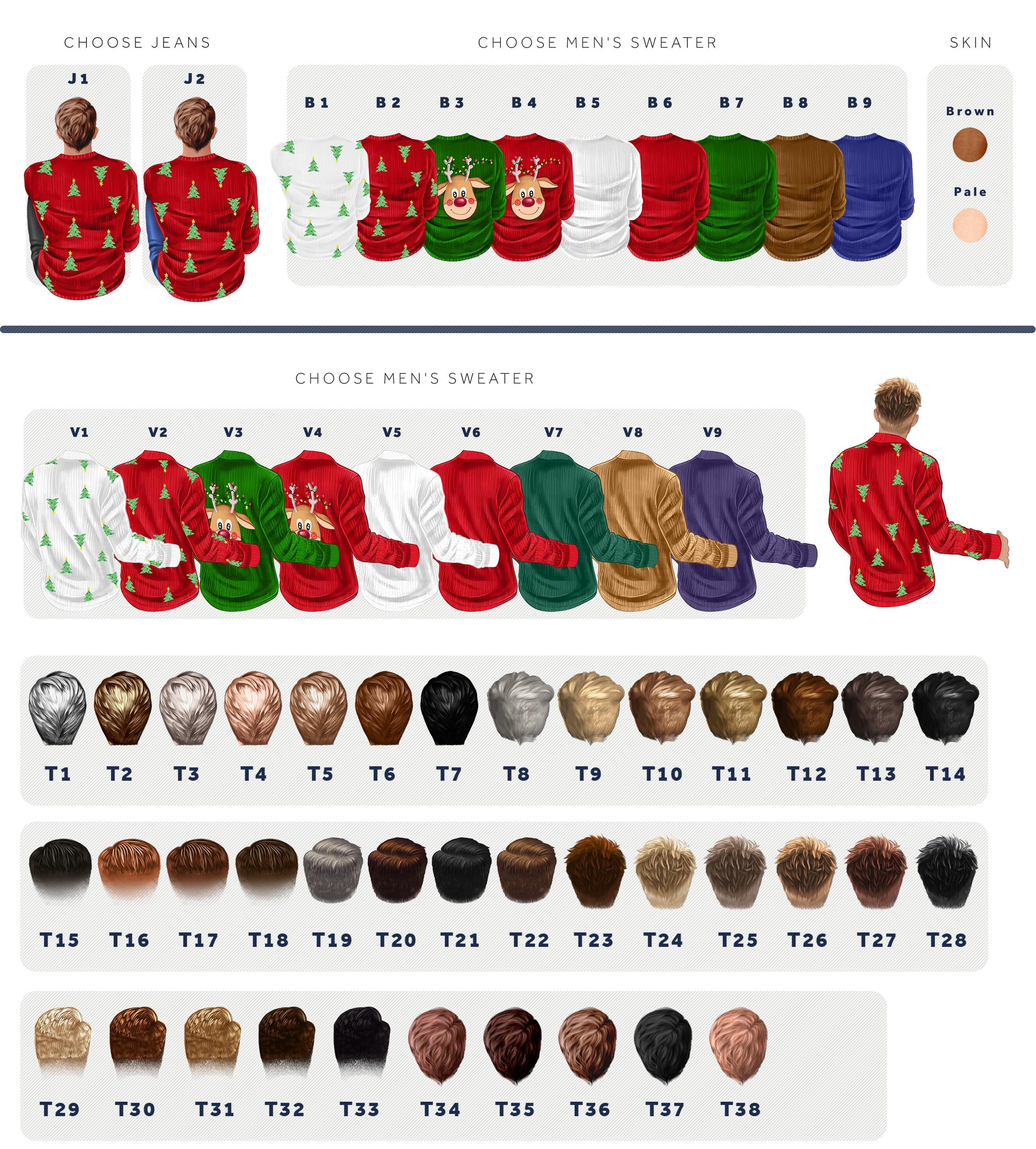The image is a collage of various images depicting different styles of men's sweaters, including different colors and patterns.