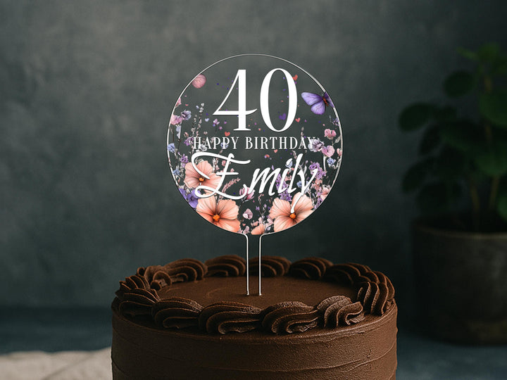 a chocolate cake with a happy birthday sign on top