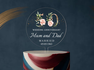 Custom Mum and Dad 50th Anniversary Keepsake Cake Decoration