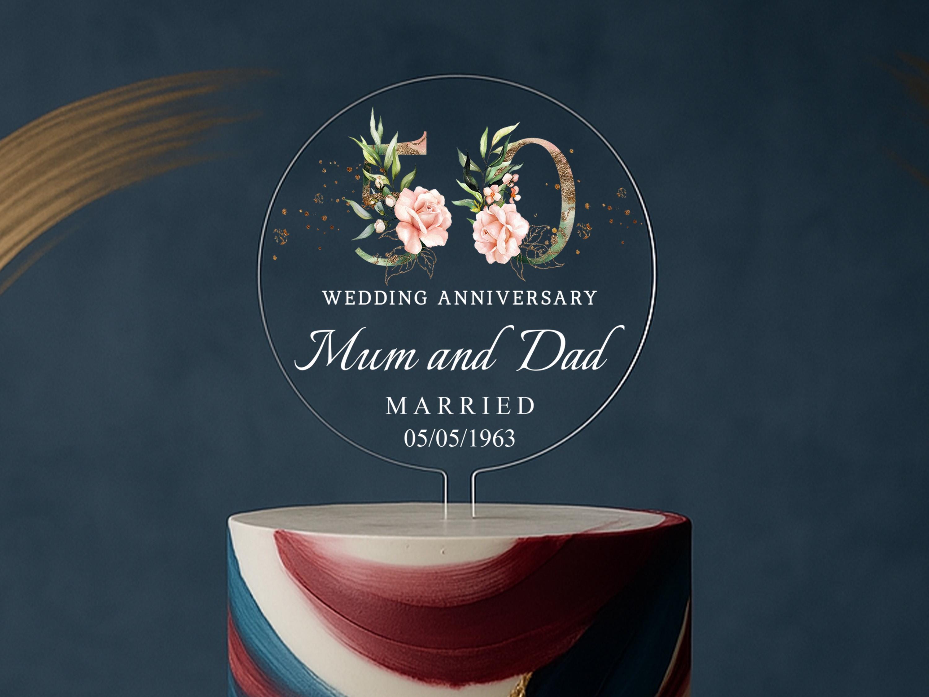 Custom Mum and Dad 50th Anniversary Keepsake Cake Decoration