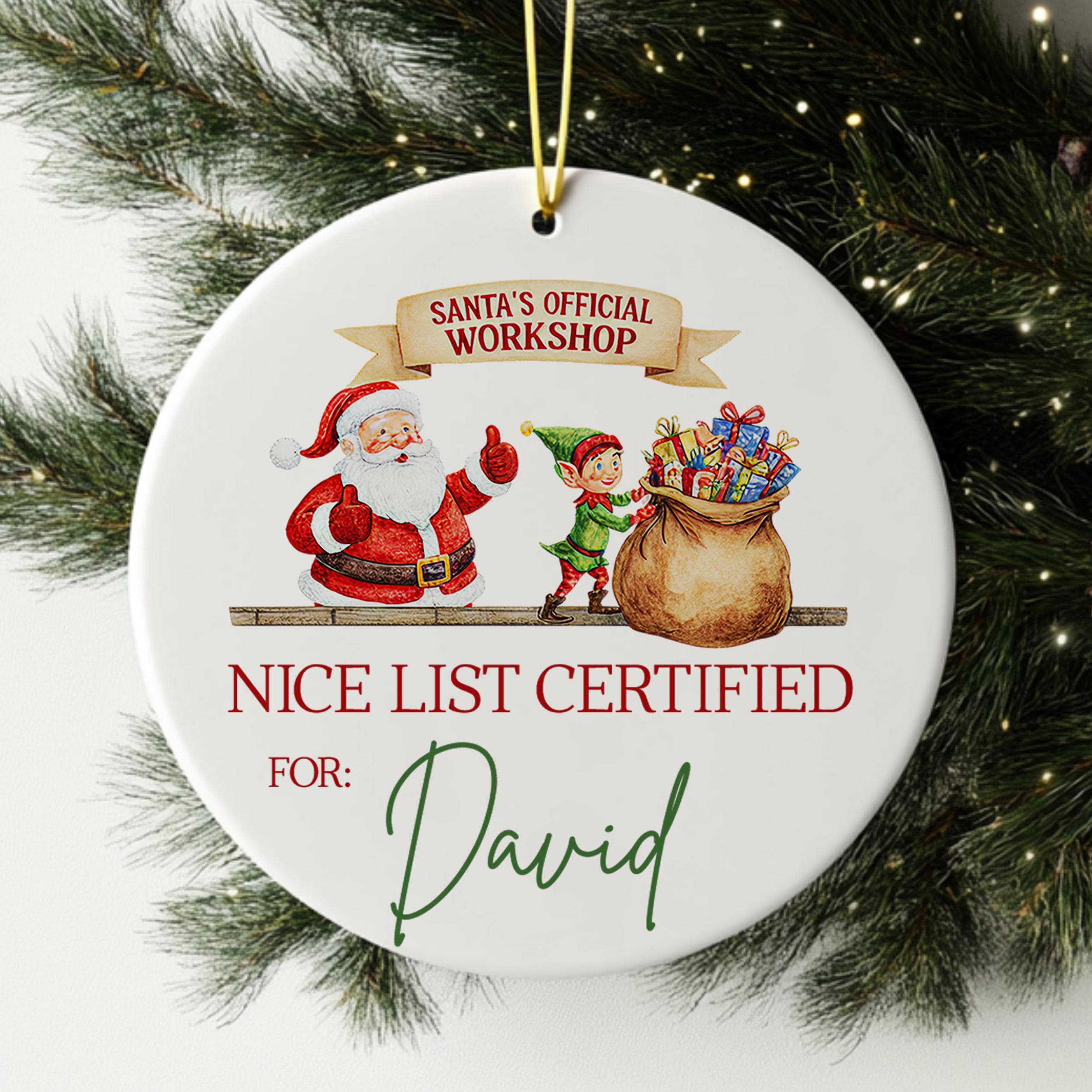 Santa's Official Workshop Nice List Certified For: David