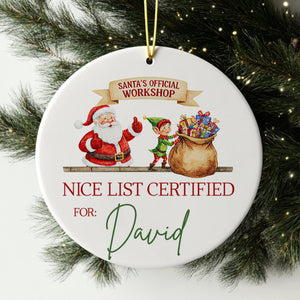 Santa's Official Workshop Nice List Certified For: David