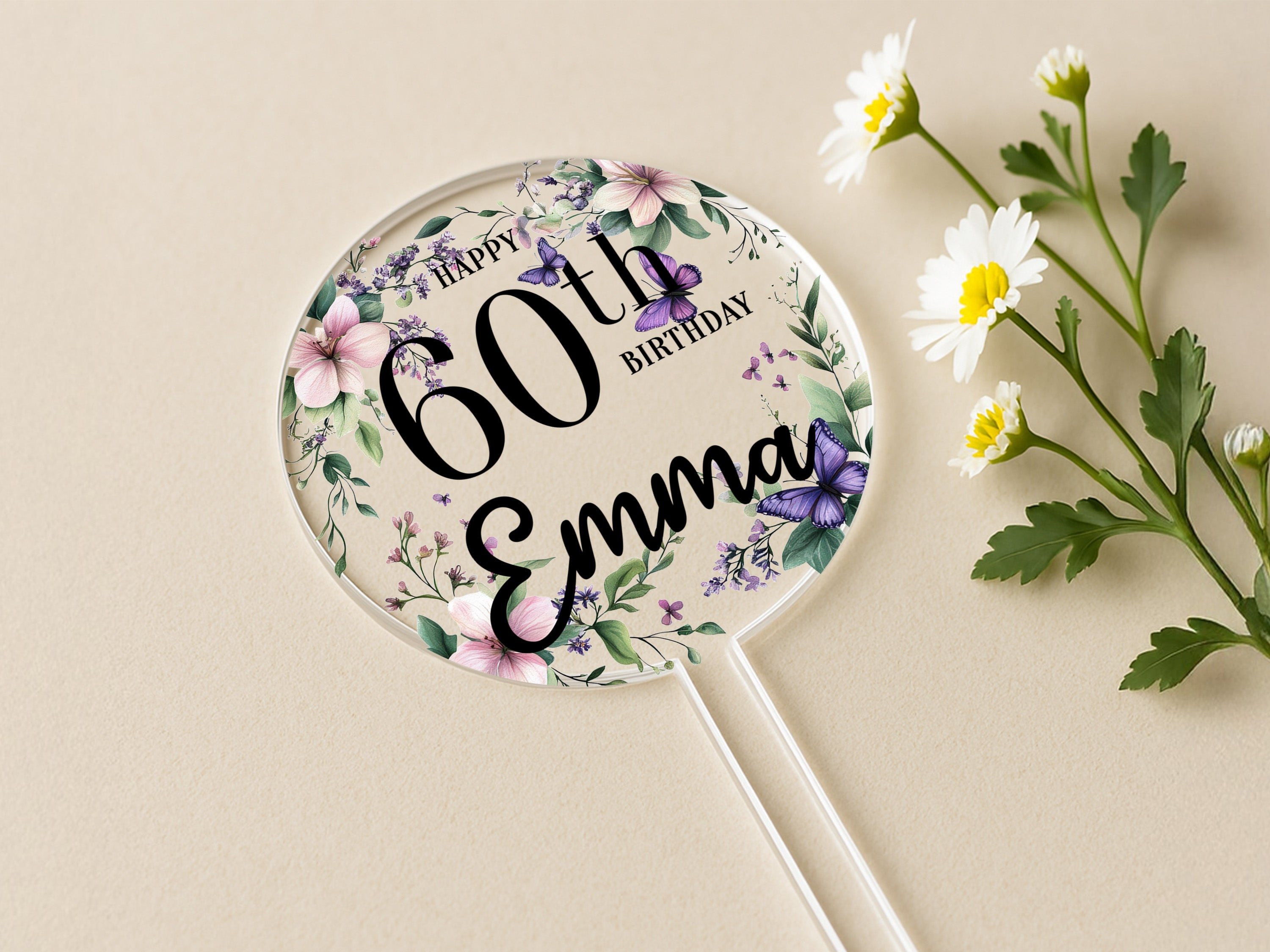 a close up of a magnifying glass with flowers