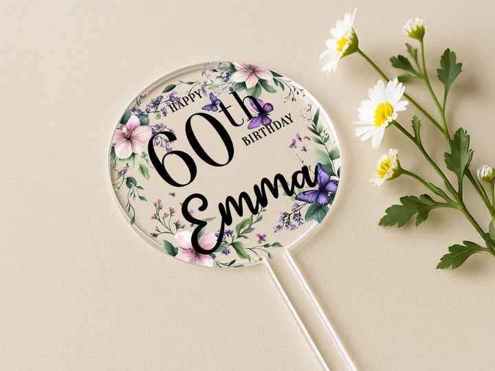 a close up of a magnifying glass with flowers