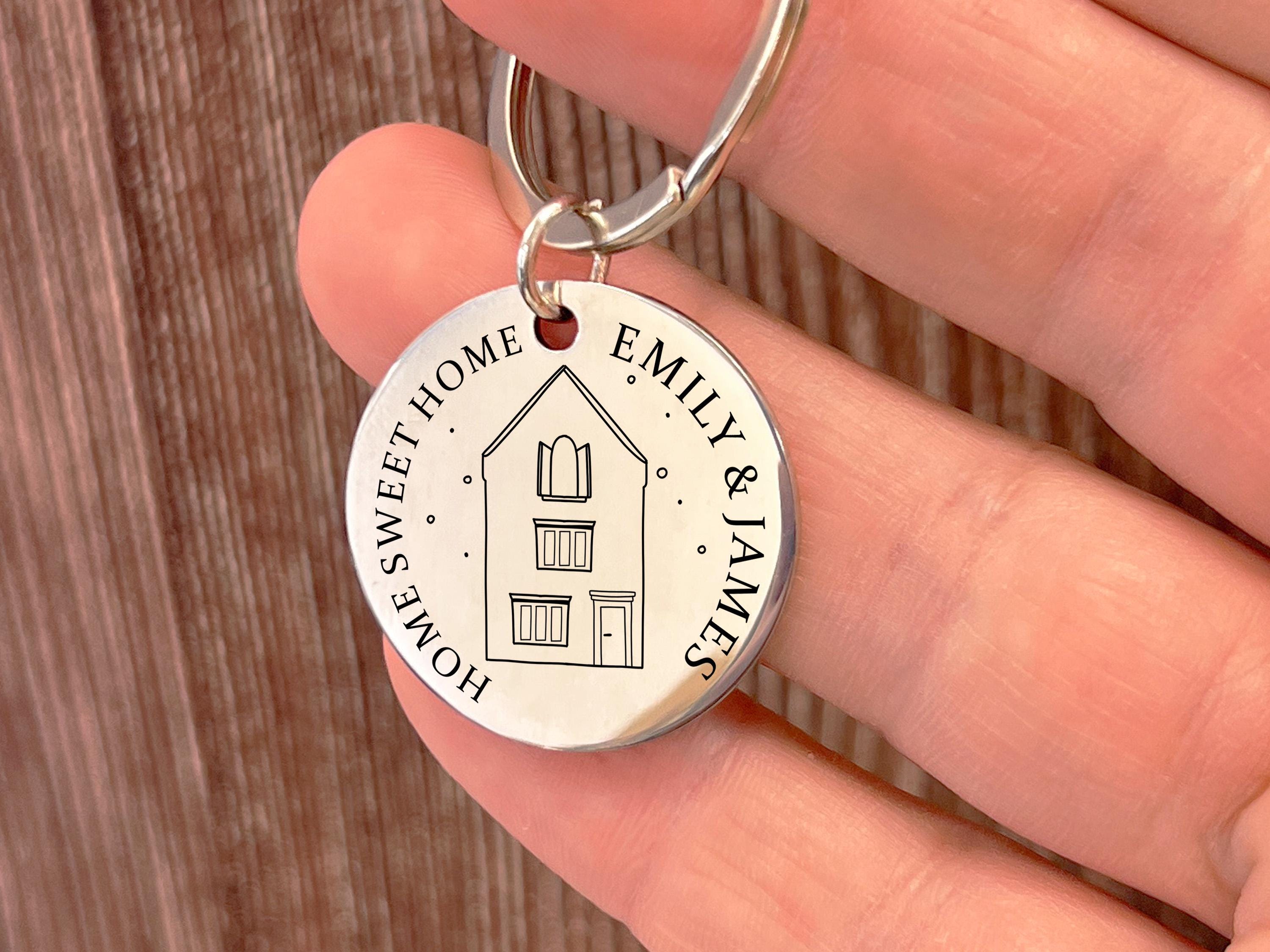 Home Sweet Home keyring engraved with names