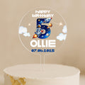 Personalised space birthday cake topper with rocket, astronaut, planets, and name