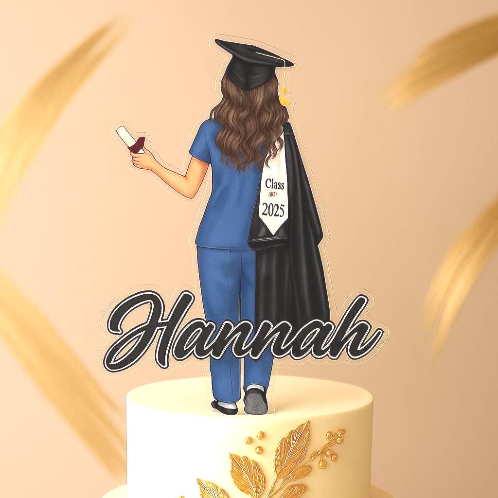 Nurse Graduation Topper – Custom Acrylic Cake Decoration | Personalized Nursing Graduate Gift