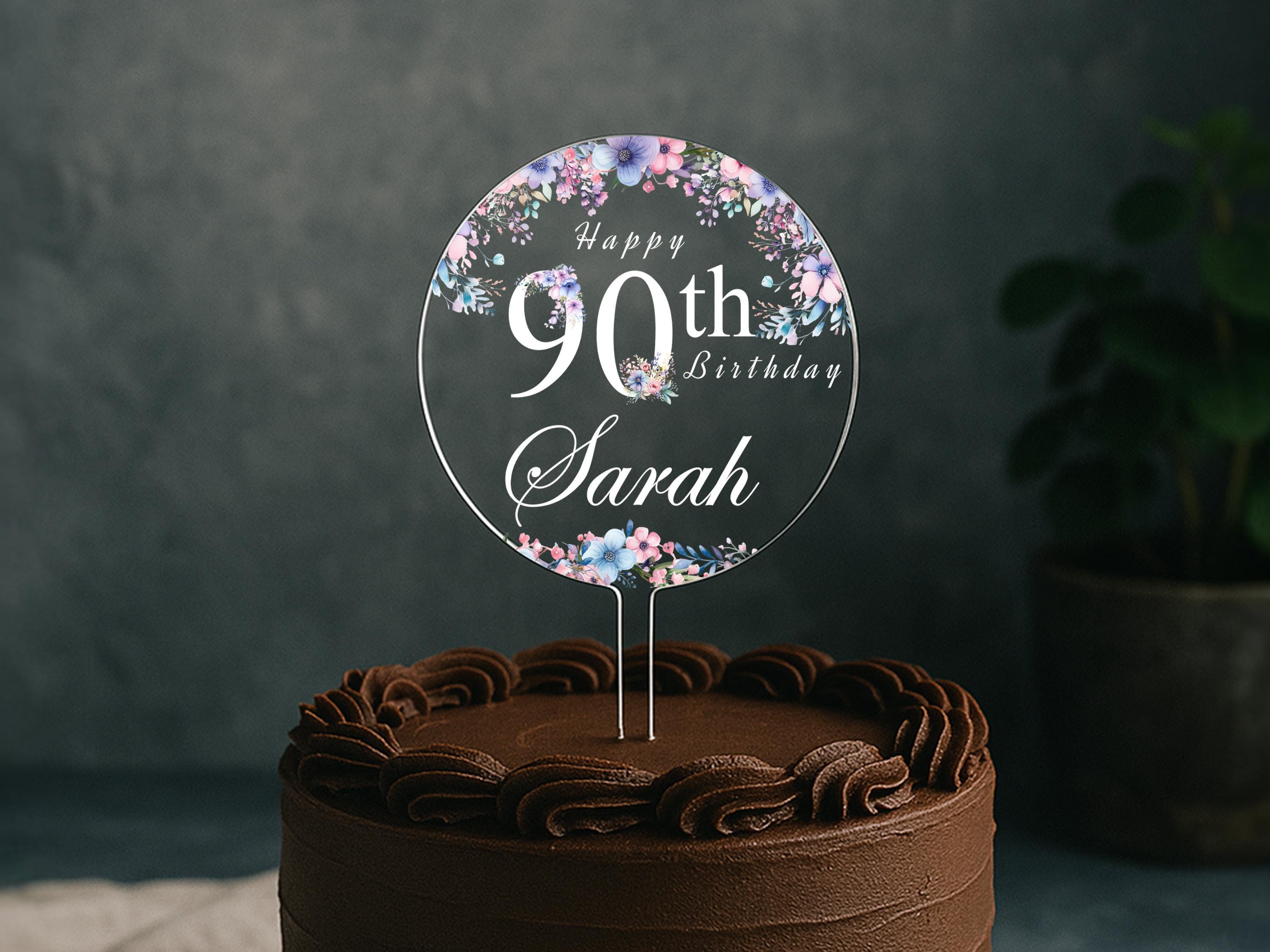Custom Name and Age Cake Topper – Floral Design for Any Birthday