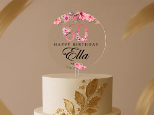 Custom Pink Birthday Topper – Party Cake Decor Gift