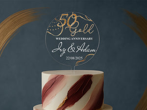 50th Wedding Anniversary Cake Topper – Custom Names