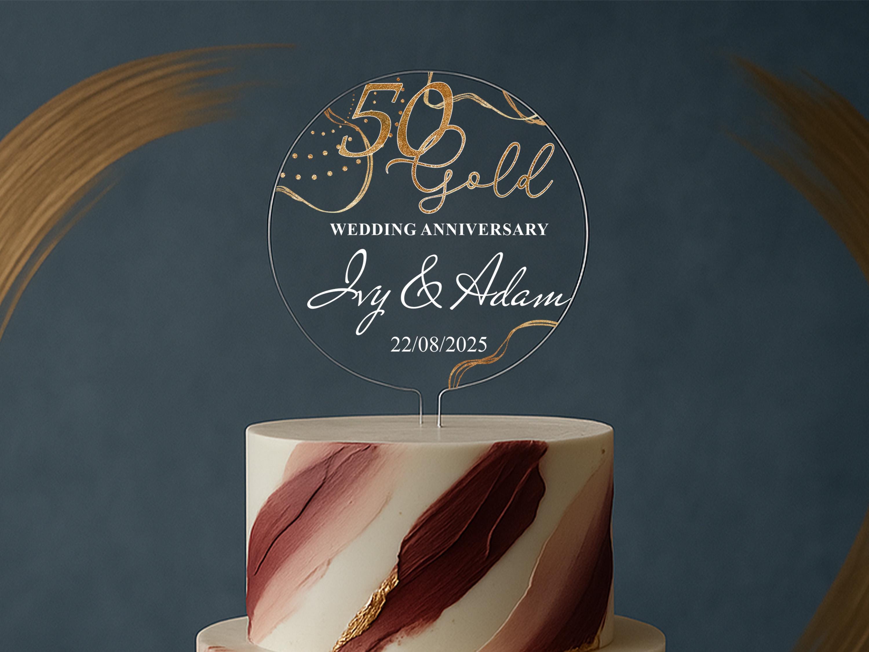 50th Wedding Anniversary Cake Topper – Custom Names
