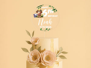 a three tiered cake with flowers on top of it