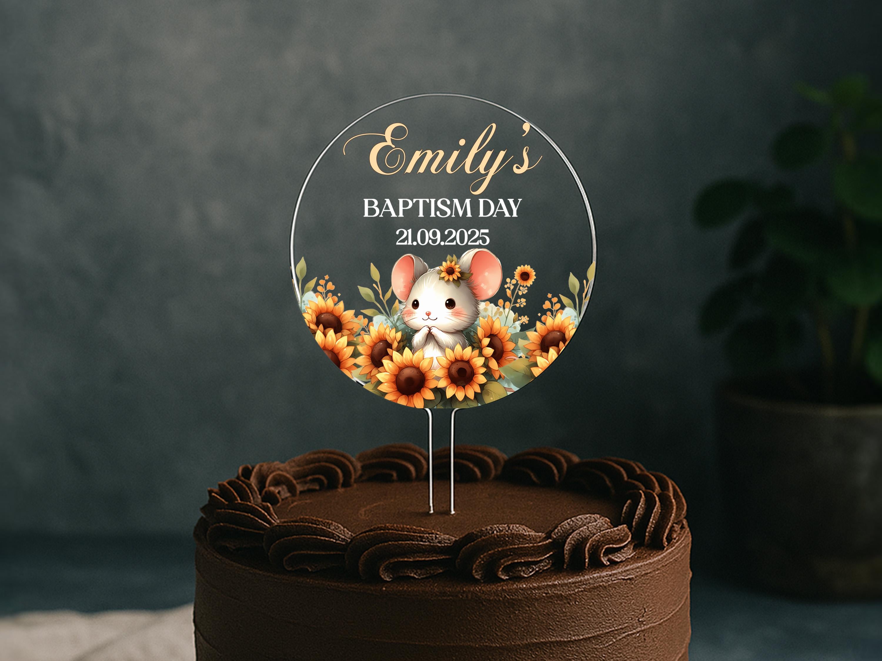 a cake with a mouse on top of it