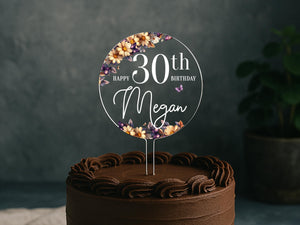 a chocolate cake with a happy 30th birthday sign on top
