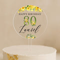 Yellow Floral Personalised Cake Topper – Custom 80th Birthday Design