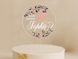 a birthday cake with a white frosted cake topper
