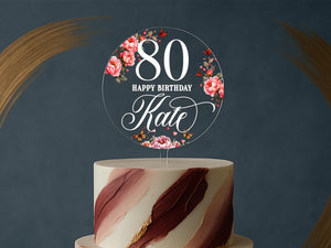 Elegant clear acrylic birthday topper for milestone celebration