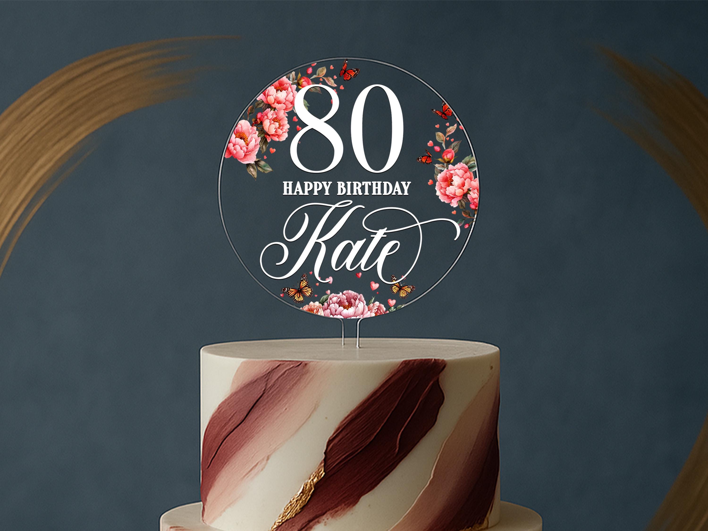 Elegant clear acrylic birthday topper for milestone celebration