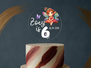 Fairy on a swing birthday cake topper for girls