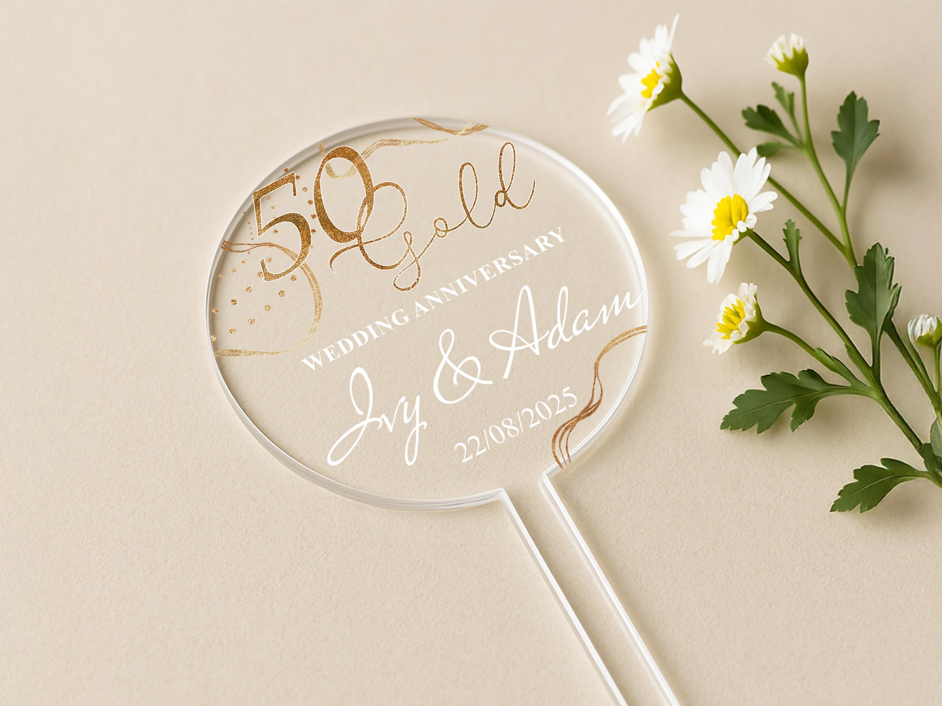 Elegant Round Cake Topper for Golden Anniversary Party