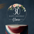 Blush Pink Floral Cake Topper – Custom 30th Birthday Name Design