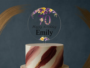 Personalised Name Birthday Cake Topper – Elegant Party Decoration