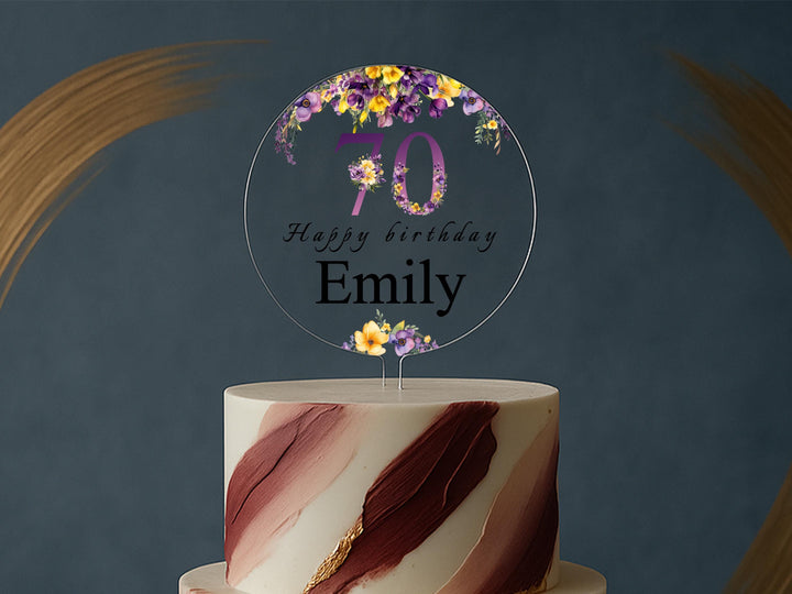 Personalised Name Birthday Cake Topper – Elegant Party Decoration