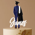 Graduation Cake Topper – Personalized Male Graduate Keepsake in Acrylic | Custom Suit and Cap Decoration
