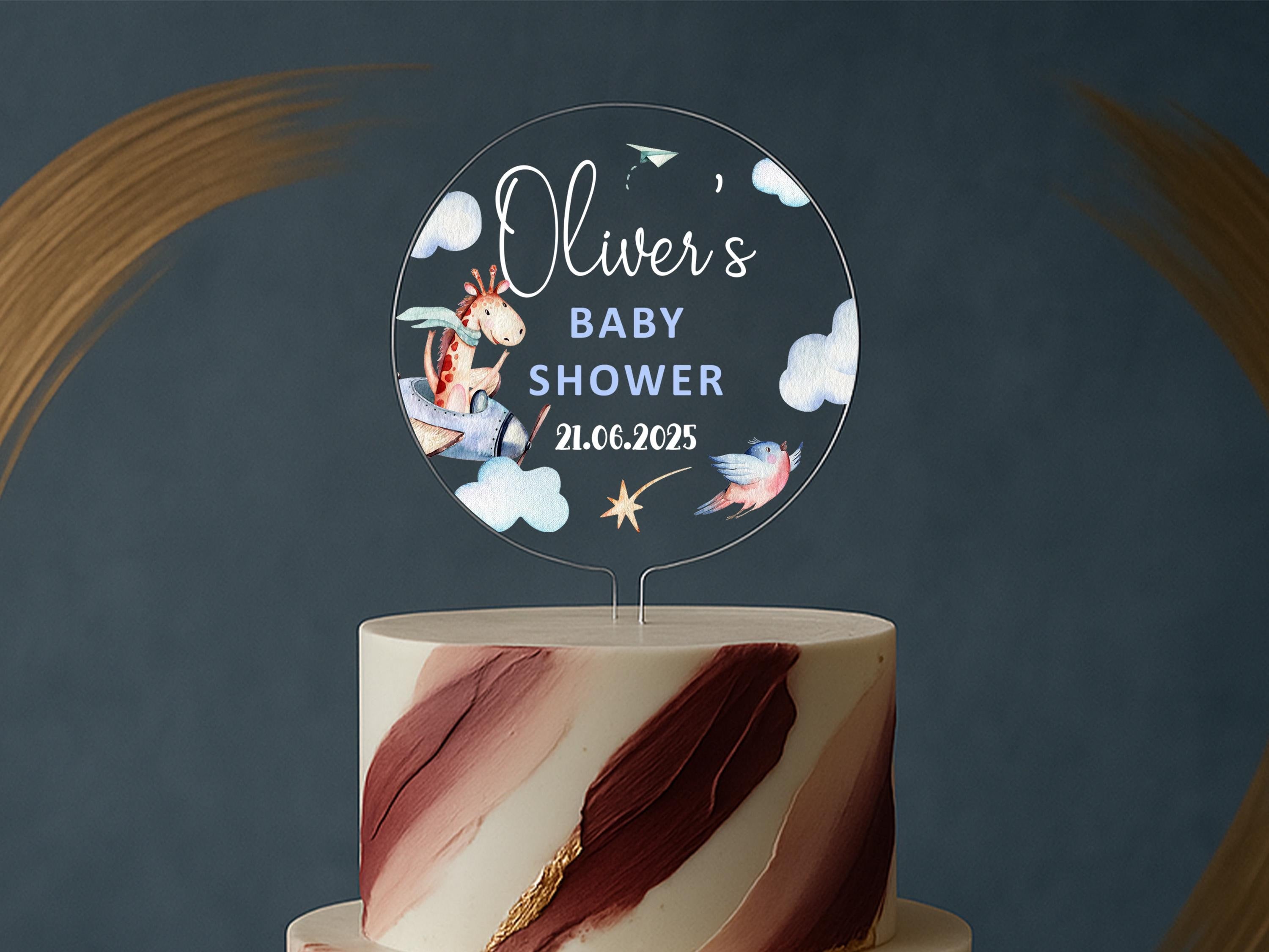 a baby shower cake with a horse on top