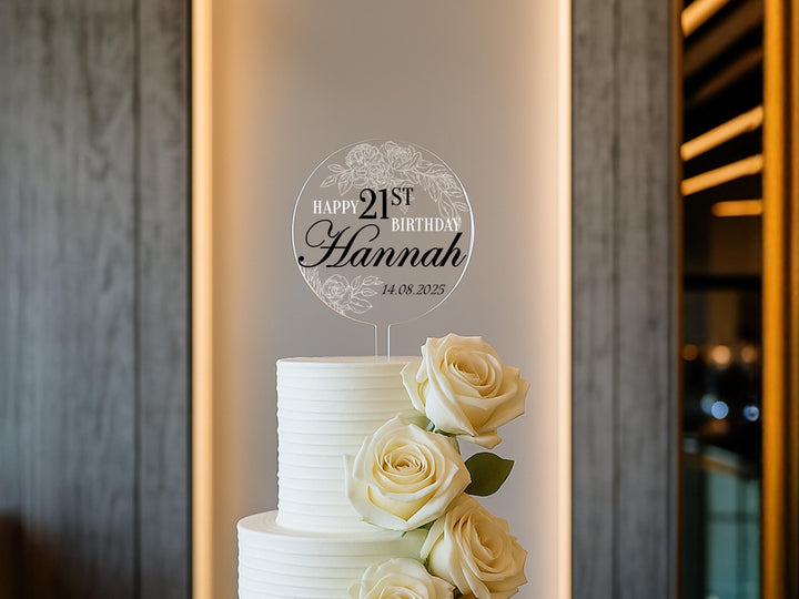 Sophisticated milestone cake topper for women