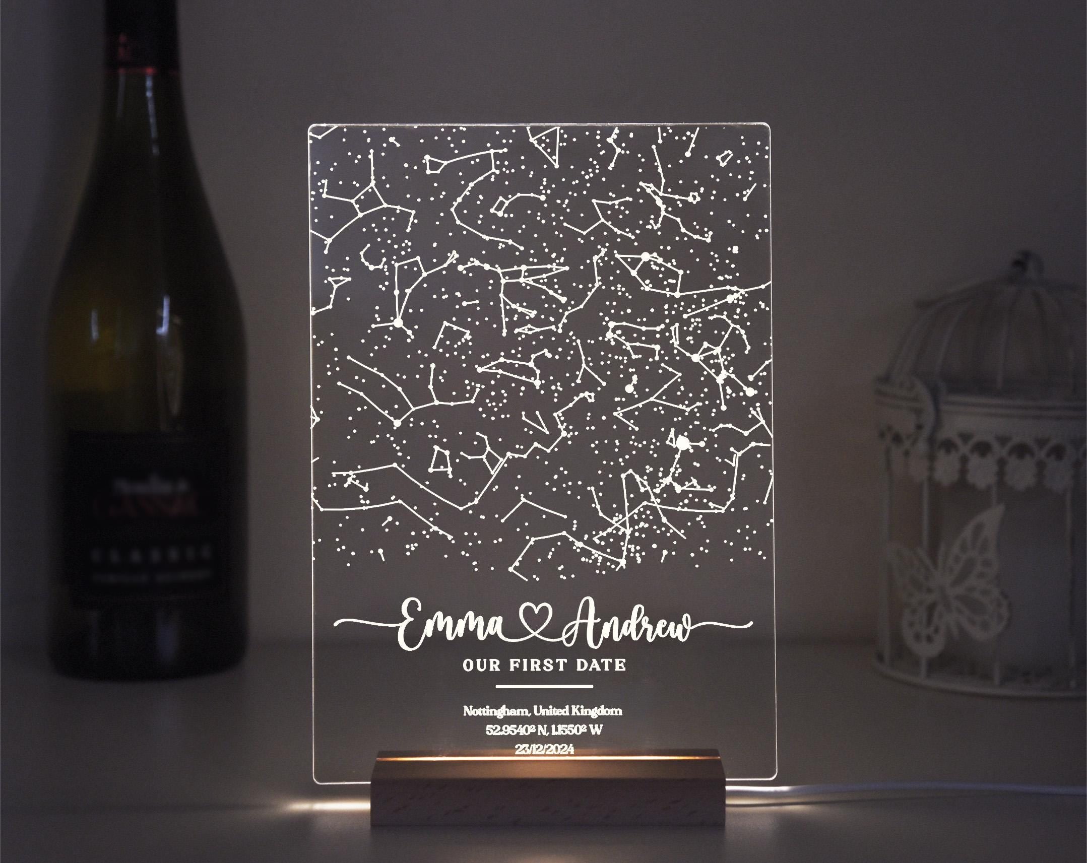 Personalized Star Map Night light- Custom Constellation Chart map LED lamp-Gift for him/her anniversary, couple, Birthday or engagement gift