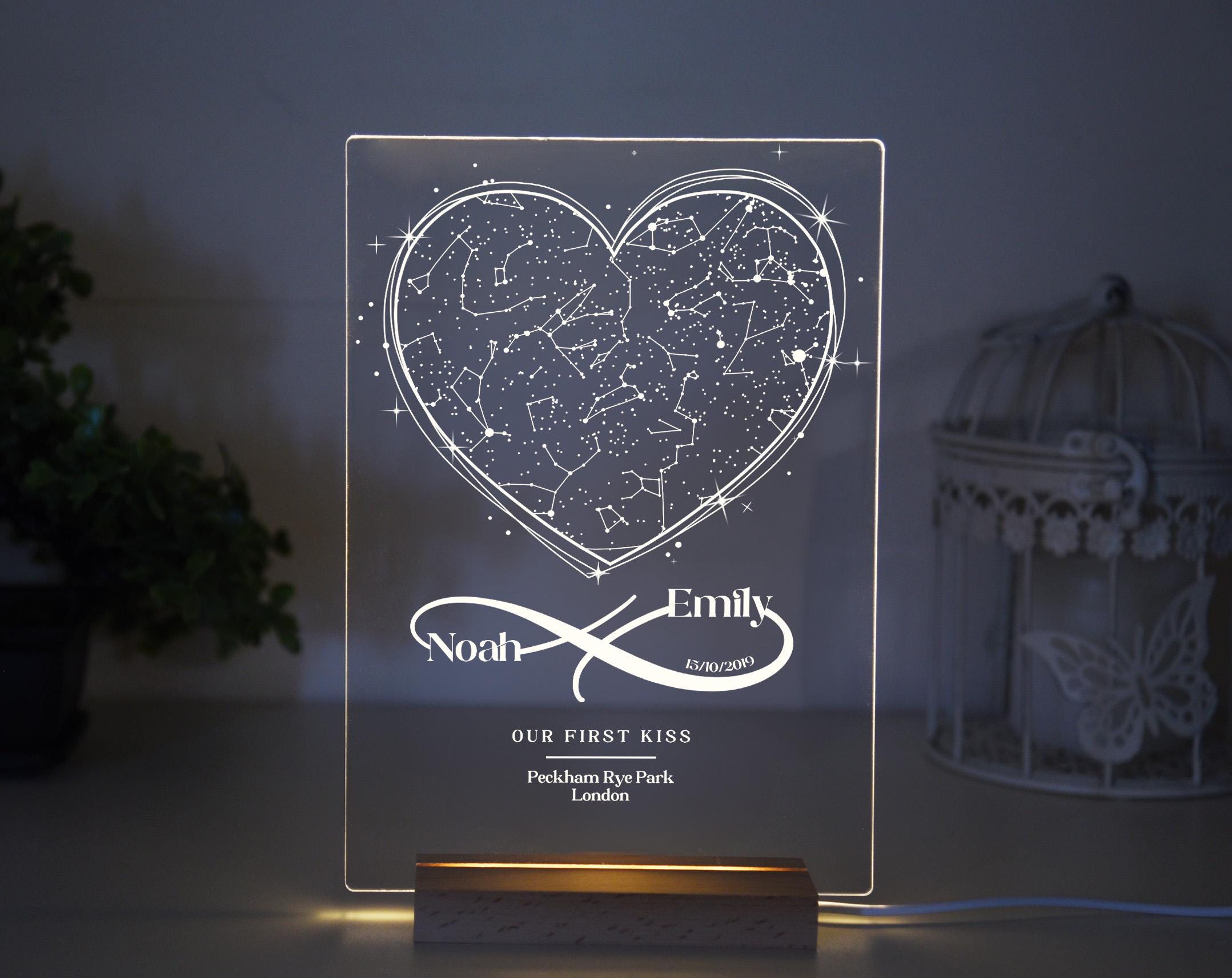 Custom Star Map by Date, Star Map Night Light, Anniversary Gift for Her, Engagement Gifts, Personalized Constellation Map, Gifts for Couples