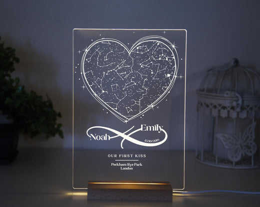 Custom Star Map by Date, Star Map Night Light, Anniversary Gift for Her, Engagement Gifts, Personalized Constellation Map, Gifts for Couples