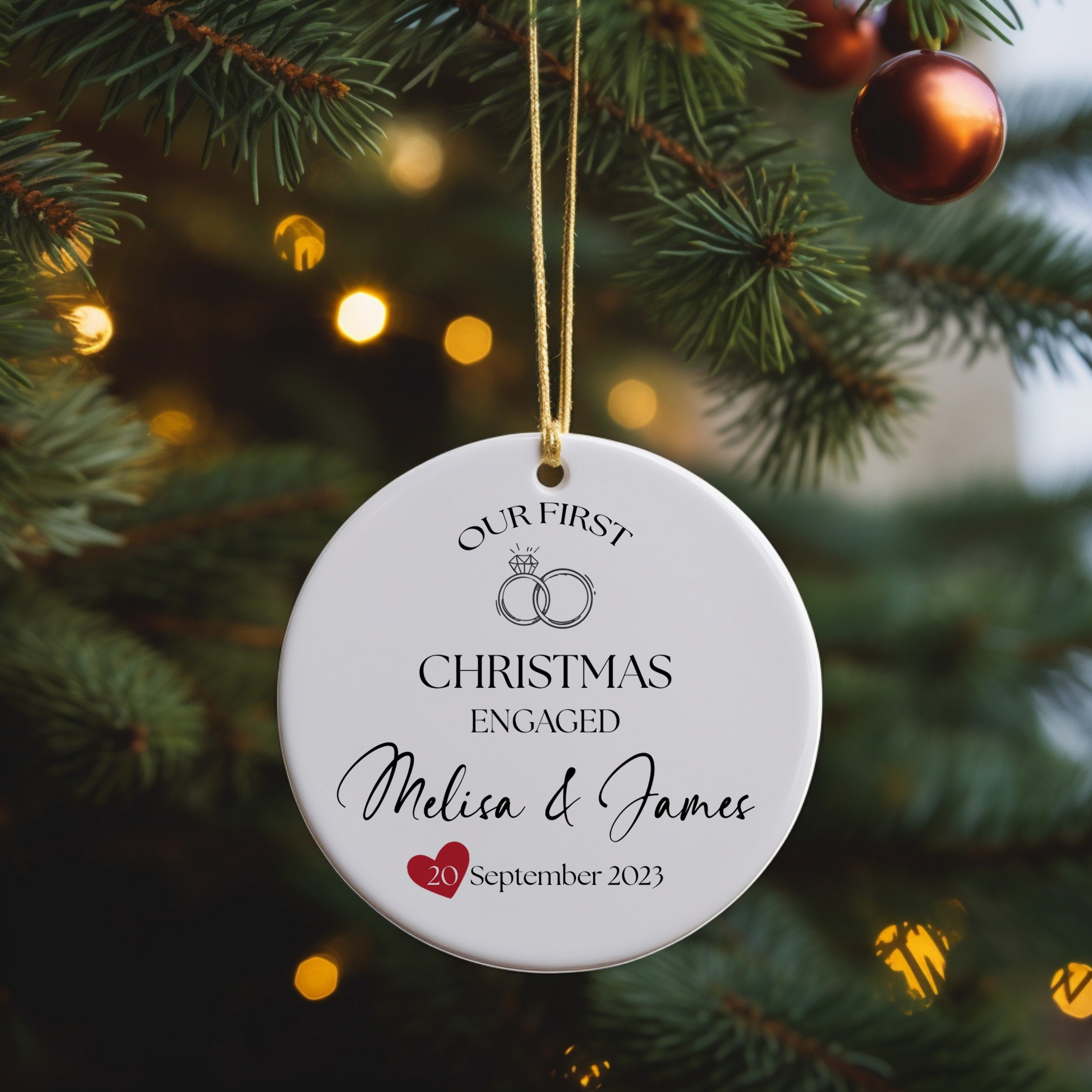 Personalized First Christmas in Our New Home Bauble, Ceramic Xmas Tree Decor, Couple's Xmas Keepsake, First Christmas New Home Ornament