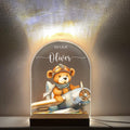 Aviator Bear Night Light for Kids – Custom Name & Date LED Nursery Lamp | Baby Shower Gift | Christmas Gift for Boys | Nursery Décor