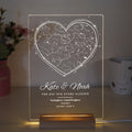 Personalized Heart Star Map Night Light | Custom Constellation Acrylic Plaque | Romantic Gift for Couples | Christmas, Anniversary | LED