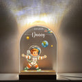 Baby Space Astronaut Night Light, Personalized Baby Birth Gift, Christening Plaque, Children's Room Decor, Bedside Nursery Lamp for Kids
