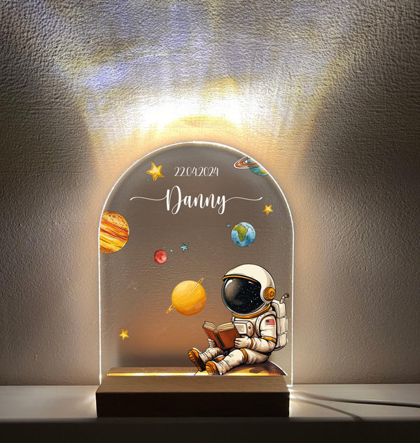 Personalized LED Space Lamp, Custom Kids Night Light, Space and Stars Birthday Gift, Nursery and Bedroom Table Light, Gift for Kids