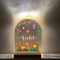 Custom Floral Butterfly Name Night Light, Personalized Flower Garden Lamp, Birthday Gift for kid, Bedroom Bedside Nursery Decor for Kids