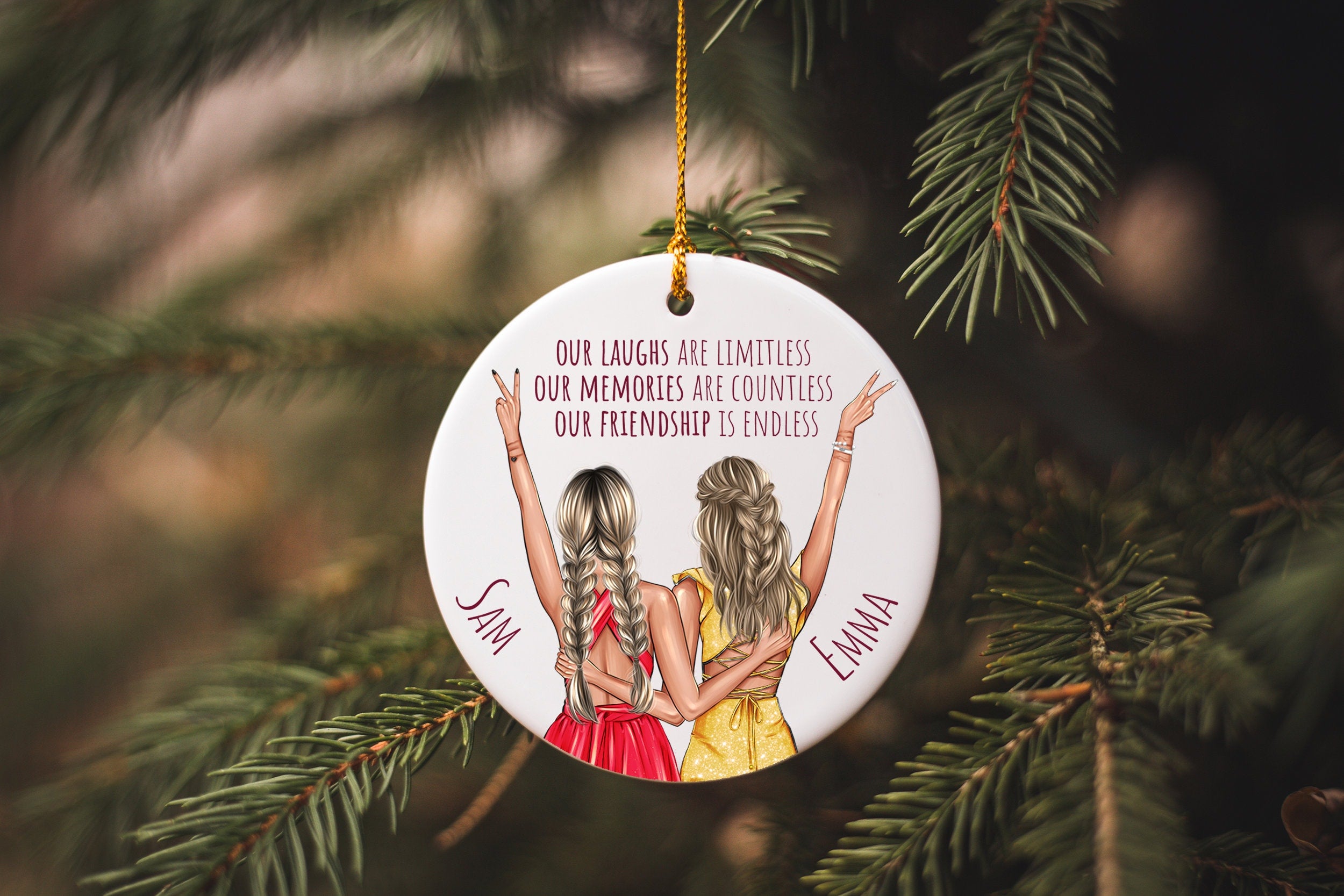 Christmas Best friends ornament, Bestie Christmas Gift, friendship ornament, two best friends ornament, gift for sister, Besties ornament