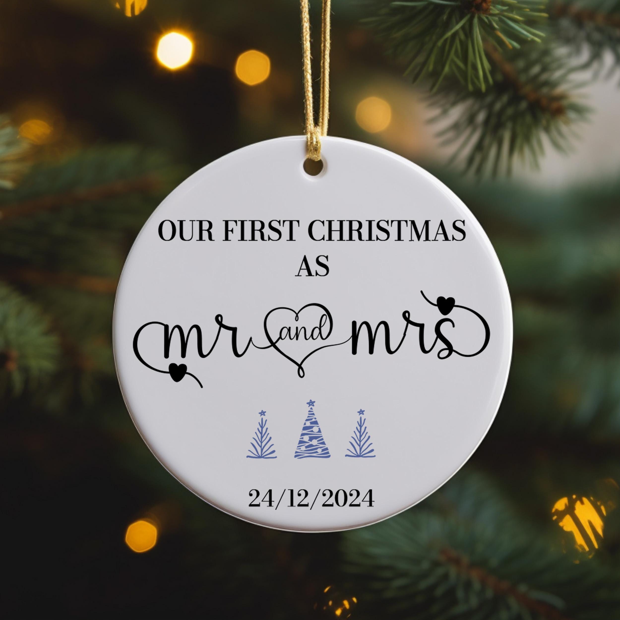 Our First Christmas as Mr & Mrs Ornament, Personalized First Married Christmas Ornament 2024, Custom Newlywed Wedding gift, Mr and Mrs Gift