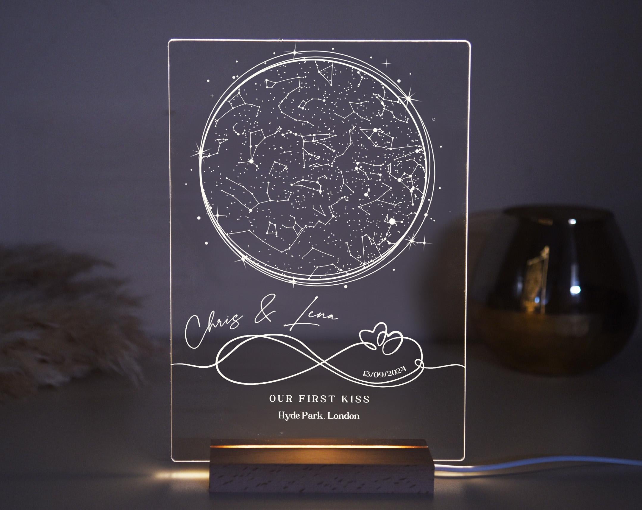 Personalized Star Map by Date, Constellation Night Light, Night Sky Map, Engagement Gift for Him and Her, Unique Christmas Gift,Gift for Her