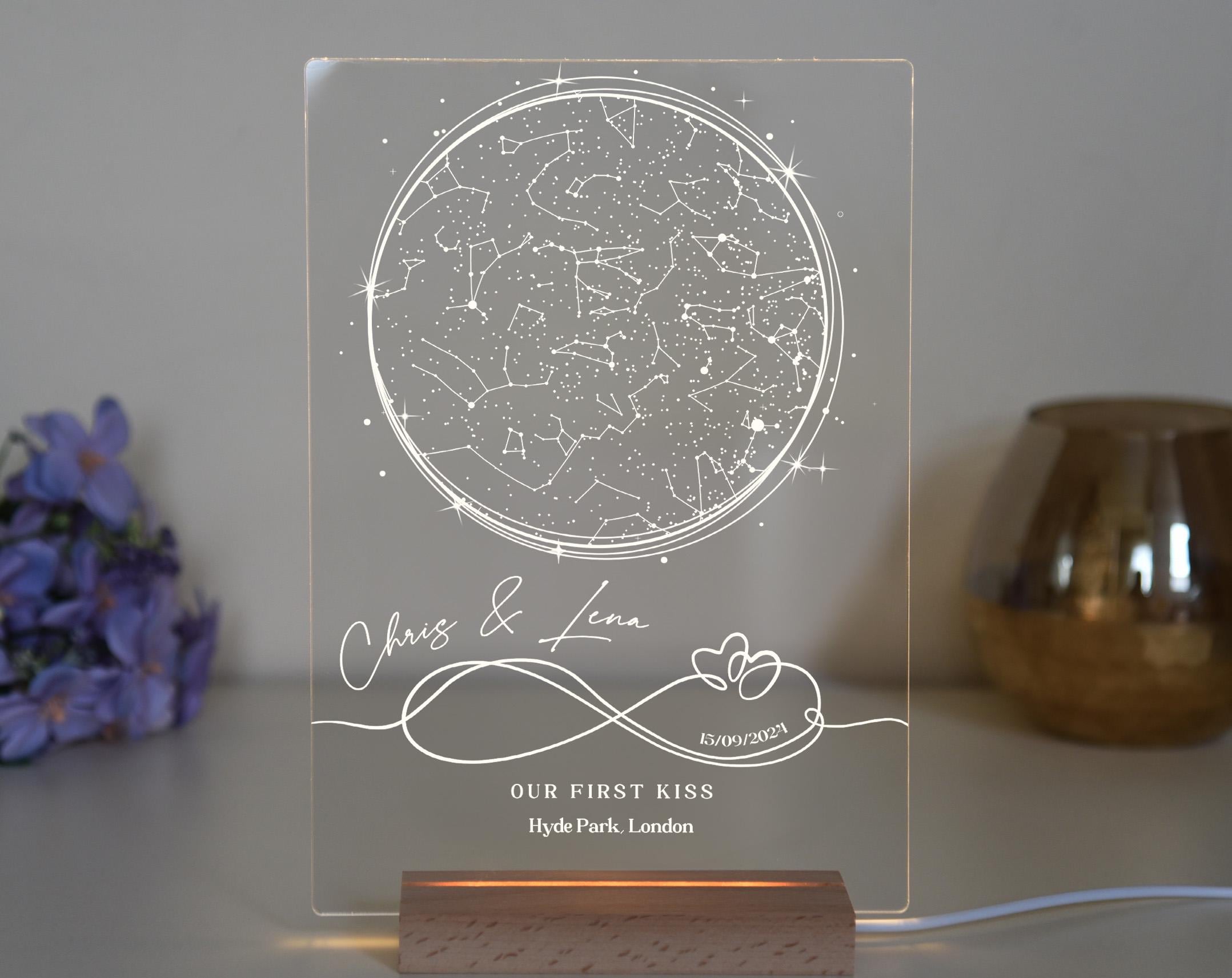 Personalized Star Map by Date, Constellation Night Light, Night Sky Map, Engagement Gift for Him and Her, Unique Christmas Gift,Gift for Her